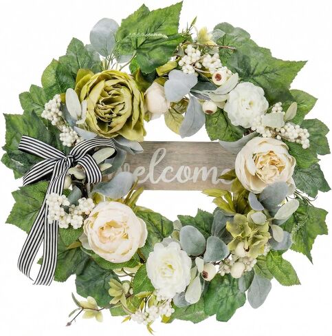 Boxwood Wreaths for Front Door Decor, 20" Artificial Greenery Square Wreath Decorations for Spring Summer Home Door Window Outside Wall Indoor Outdoor Porch and Birthday Wedding Party in Saudi Arabia