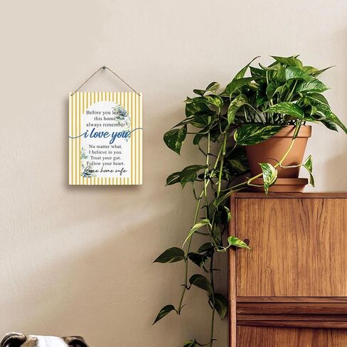FUGWN Inspirational Home Hanging Wooden Signs 8x10, Before You Leave This Home Motivational Floral Wall Pediments Decor Wood Plaque Hanging Decorations for Entryway Hallway Living Room Door Decor in Kuwait
