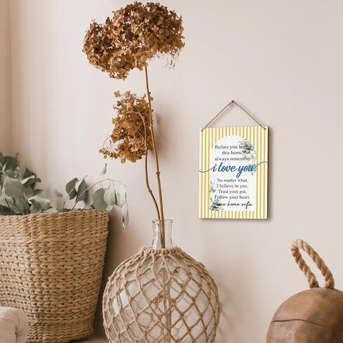 FUGWN Inspirational Home Hanging Wooden Signs 8x10, Before You Leave This Home Motivational Floral Wall Pediments Decor Wood Plaque Hanging Decorations for Entryway Hallway Living Room Door Decor in Kuwait