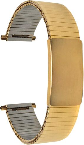 Bandini Stainless Steel Stretch Watch Band, Straight End, Metal Expansion Strap, Adjustable Length - Silver, Gold and Silver/Gold Tone - 18mm, 19mm, 20mm, 21mm, 22mm in Kuwait