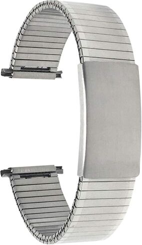 Bandini Stainless Steel Stretch Watch Band, Straight End, Metal Expansion Strap, Adjustable Length - Silver, Gold and Silver/Gold Tone - 18mm, 19mm, 20mm, 21mm, 22mm in Kuwait