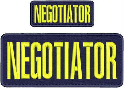 Embroidered Patch - Patches for Women Man - Negotiator EMB PATCHE 4X10 and 2X5 Hook ON Back Yellow ON Navy Blue in Saudi Arabia