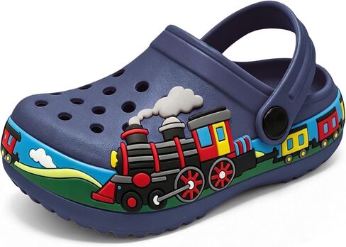 FolHaoth Toddlers Clogs Cute Cartoon Train Shoes Boys Girls Slip on Slides Sandals Slippers Lightweight Breathable Kids Garden Clogs Non Slip Indoor Outdoor Beach Pool Shower Water Shoes in Kuwait