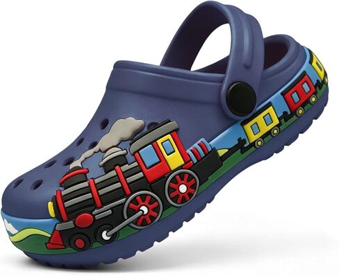 FolHaoth Toddlers Clogs Cute Cartoon Train Shoes Boys Girls Slip on Slides Sandals Slippers Lightweight Breathable Kids Garden Clogs Non Slip Indoor Outdoor Beach Pool Shower Water Shoes in Kuwait