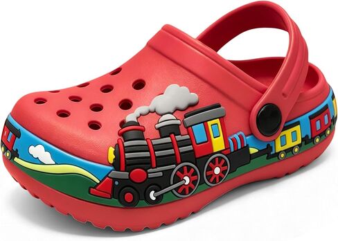FolHaoth Toddlers Clogs Cute Cartoon Train Shoes Boys Girls Slip on Slides Sandals Slippers Lightweight Breathable Kids Garden Clogs Non Slip Indoor Outdoor Beach Pool Shower Water Shoes in Kuwait