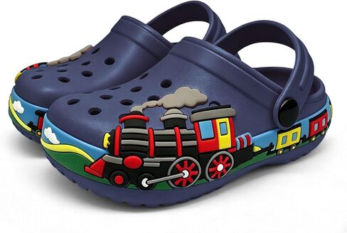 FolHaoth Toddlers Clogs Cute Cartoon Train Shoes Boys Girls Slip on Slides Sandals Slippers Lightweight Breathable Kids Garden Clogs Non Slip Indoor Outdoor Beach Pool Shower Water Shoes in Kuwait