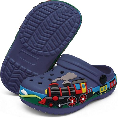 FolHaoth Toddlers Clogs Cute Cartoon Train Shoes Boys Girls Slip on Slides Sandals Slippers Lightweight Breathable Kids Garden Clogs Non Slip Indoor Outdoor Beach Pool Shower Water Shoes in Kuwait