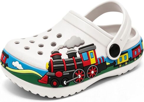 FolHaoth Toddlers Clogs Cute Cartoon Train Shoes Boys Girls Slip on Slides Sandals Slippers Lightweight Breathable Kids Garden Clogs Non Slip Indoor Outdoor Beach Pool Shower Water Shoes in Kuwait