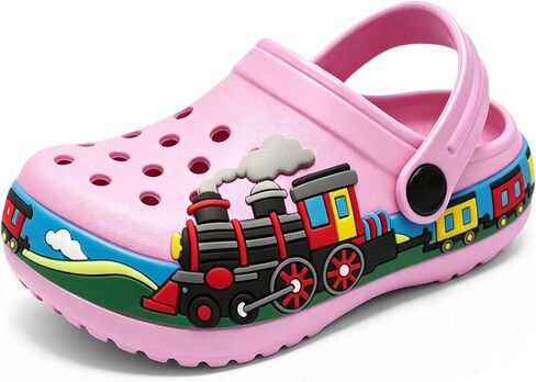 FolHaoth Toddlers Clogs Cute Cartoon Train Shoes Boys Girls Slip on Slides Sandals Slippers Lightweight Breathable Kids Garden Clogs Non Slip Indoor Outdoor Beach Pool Shower Water Shoes in Kuwait