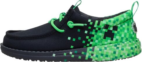 HEYDUDE Unisex Youth Wally Funk Minecraft Creeper Slip On Loafer | Lightweight Blacklight Reactive Outsole Shoe in Saudi Arabia