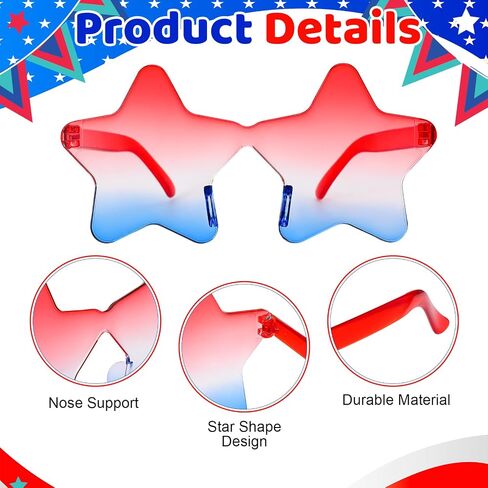JATEBI 25PCS Memorial Day Accessories - Red White and Blue Headband American Flag Hairband Star Sunglasses, 4th of July Necklace, Veterans Day Patriotic Bulk for Parade Party Favors Decorations in Kuwait