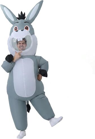 Inflatable Donkey Costume - Adult Funny Blow Up Farm Animal | Grey Full Body Jumpsuit. Hilarious Gag Outfit for Halloween, Cosplay, Festival Parades & Bachelor Events. in Saudi Arabia