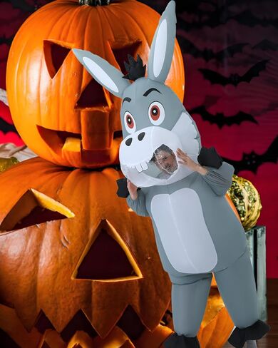 Inflatable Donkey Costume - Adult Funny Blow Up Farm Animal | Grey Full Body Jumpsuit. Hilarious Gag Outfit for Halloween, Cosplay, Festival Parades & Bachelor Events. in Saudi Arabia