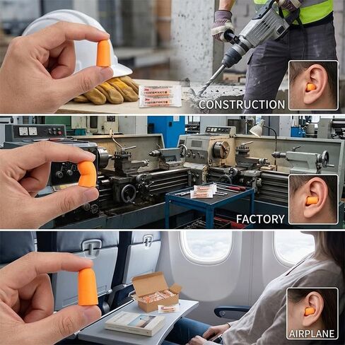 1100 Sound Insulation Earplugs Soft Foam Noise Blocking Ear Accessories for Working Resting Indoor Noise Reduction Orange in Kuwait