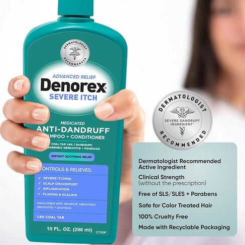 Denorex Therapeutic Maximum Itch Relief Dandruff Shampoo & Conditioner, Formulated with Menthol to Relieve Scalp Irritation, 10oz in Kuwait