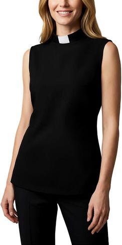 Clergy Shirts for Women - Sleeveless Tab Collar T-Shirt Pastor Minister Priest Outfit, Church Priest Costume Top in Saudi Arabia