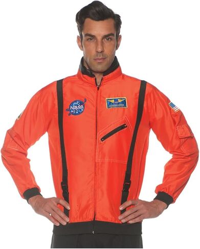 Astronaut Jacket - Orange Costume Space Basics Inspired Bomber Flight Jacket features Zip Front Jacket with Nasa and Commander Embroidered Patches in Kuwait