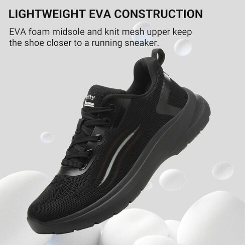 Treesky Black Non Slip Work Shoes for Men, Restaurant & Kitchen Sneakers | Slip resistant soles, lightweight cushioning, breathable knit, for chefs, food service & long shifts in Saudi Arabia