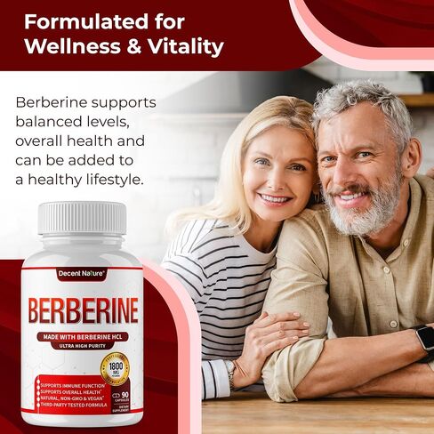 Berberine Supplement 1800mg - Premium Berberine HCl 97% High Purity, Supports Immune System, High Potency Hydrochloride & Extract, Activates AMPK & GLP-1, Non-GMO Vegan, for Men Woman 90 Capsules in Saudi Arabia