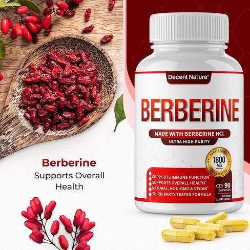 Berberine Supplement 1800mg - Premium Berberine HCl 97% High Purity, Supports Immune System, High Potency Hydrochloride & Extract, Activates AMPK & GLP-1, Non-GMO Vegan, for Men Woman 90 Capsules in Saudi Arabia