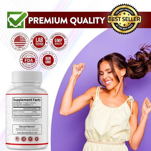Berberine Supplement 1800mg - Premium Berberine HCl 97% High Purity, Supports Immune System, High Potency Hydrochloride & Extract, Activates AMPK & GLP-1, Non-GMO Vegan, for Men Woman 90 Capsules in Saudi Arabia