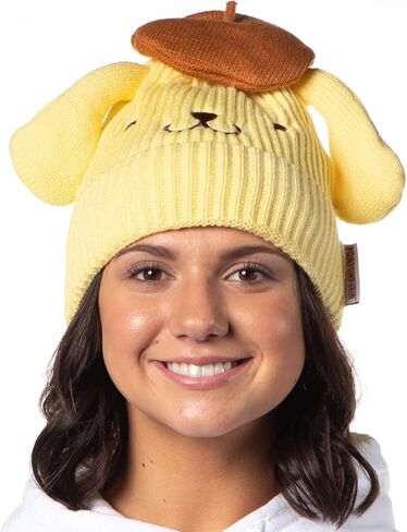 Sanrio Pompompurin Beanie Hello Kitty and Friends Pompompurin Embroidered Character Cuffed Beanie Cap Hat OSFM for Men and Women in Kuwait