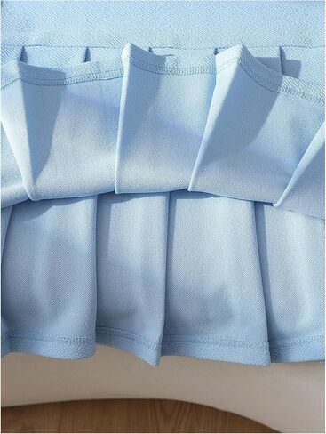 Floerns Girl's Casual Pleated Cute Dresses Bow Puff Sleeve Crewneck Preppy Smock Dresses in Kuwait