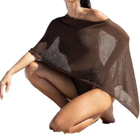 RUEWEY Womens Sheer Cover Ups Lightweight Crochet Knit Mesh Shrug Drop Shoulder Batwing Sleeve Boho Poncho Tops Beachwear in Kuwait