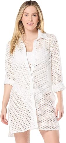 Carmen Marc Valvo Women's Crochet Button Up Shirt in Saudi Arabia