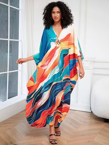 kaftan dresses for women Plus Size – Breathable yet non-transparent caftans，Beach, party, vacation, home，One Size in Saudi Arabia