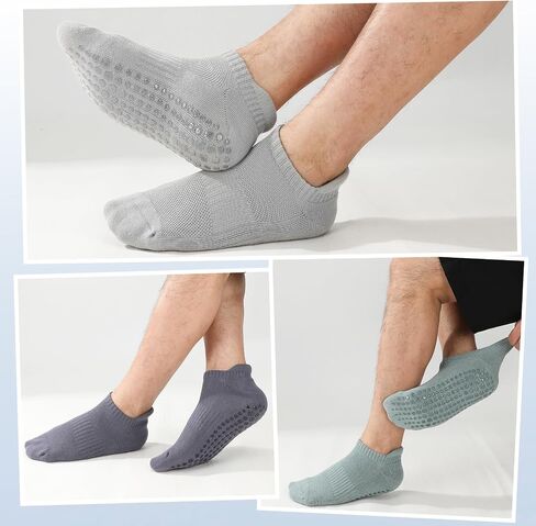 Men's Grip Socks Non Slip Yoga Socks with Terry Cushion for Women Men Pilates Hospital Workout, Size 6-9 in Kuwait