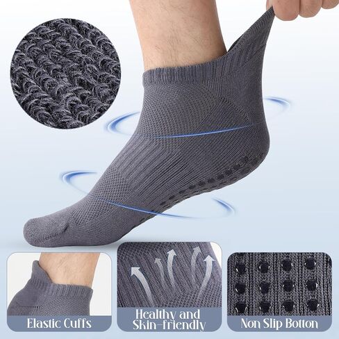 Men's Grip Socks Non Slip Yoga Socks with Terry Cushion for Women Men Pilates Hospital Workout, Size 6-9 in Kuwait