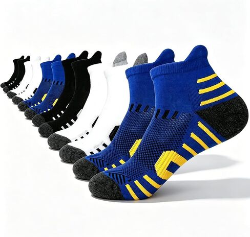 Men’s Athletic Crew Socks 6 Pairs, Cushioned Mid-Calf Running Socks with Seamless Toe, Breathable, Moisture-Wicking in Saudi Arabia