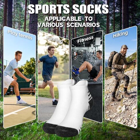 Men’s Athletic Crew Socks 6 Pairs, Cushioned Mid-Calf Running Socks with Seamless Toe, Breathable, Moisture-Wicking in Saudi Arabia