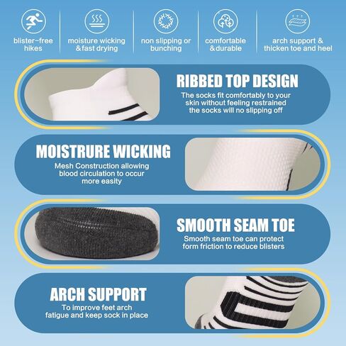 Men’s Athletic Crew Socks 6 Pairs, Cushioned Mid-Calf Running Socks with Seamless Toe, Breathable, Moisture-Wicking in Saudi Arabia