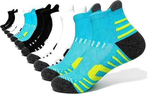 Men’s Athletic Crew Socks 6 Pairs, Cushioned Mid-Calf Running Socks with Seamless Toe, Breathable, Moisture-Wicking in Saudi Arabia