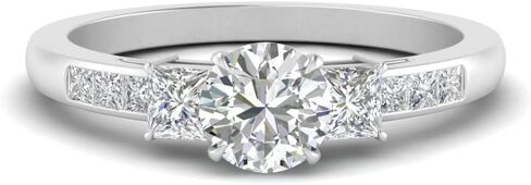 Fascinating Diamonds GIA Certified 1 1/5 Ctw Natural Diamond Channel Three Stone With Side Stone Engagement Ring For Women 14K Solid Gold 1/2 Carat Center (Premium Collection Diamond Ring) in Saudi Arabia