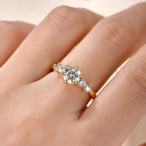 Engagement Promise Eternity Ring for Women, Simulated Diamond 1CT Moissanite Wedding Ring with Side Stones Genuine 5A Grade Cubic Zirconia Size 4 to 10 in Saudi Arabia