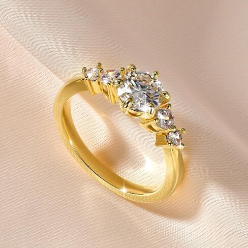 Engagement Promise Eternity Ring for Women, Simulated Diamond 1CT Moissanite Wedding Ring with Side Stones Genuine 5A Grade Cubic Zirconia Size 4 to 10 in Saudi Arabia