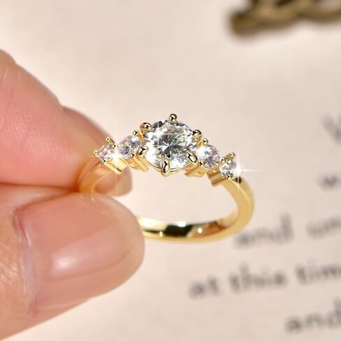 Engagement Promise Eternity Ring for Women, Simulated Diamond 1CT Moissanite Wedding Ring with Side Stones Genuine 5A Grade Cubic Zirconia Size 4 to 10 in Saudi Arabia