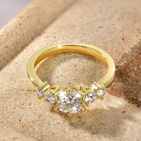 Engagement Promise Eternity Ring for Women, Simulated Diamond 1CT Moissanite Wedding Ring with Side Stones Genuine 5A Grade Cubic Zirconia Size 4 to 10 in Saudi Arabia