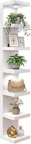 Fixwal Wall Shelf Unit 7 Tier White Wall Mounted Lack Shelf with LED Lights for Home Decor Organizer in Kuwait
