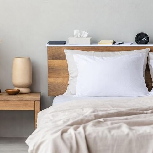 Hoteam 4 Pcs Headboard Shelf No-Screws Dorm Bed Shelf Self Adhesive White Dorm Headboard Storage with Acrylic Double Sided Tape Over Bed Organizer for Flat Top Headboards Home Bedroom Renter in Kuwait