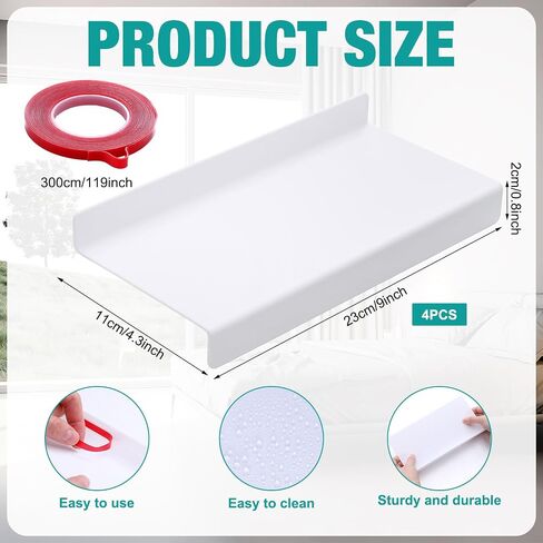 Hoteam 4 Pcs Headboard Shelf No-Screws Dorm Bed Shelf Self Adhesive White Dorm Headboard Storage with Acrylic Double Sided Tape Over Bed Organizer for Flat Top Headboards Home Bedroom Renter in Kuwait