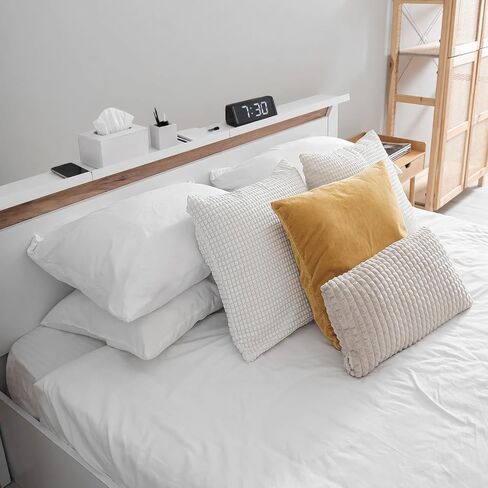 Hoteam 4 Pcs Headboard Shelf No-Screws Dorm Bed Shelf Self Adhesive White Dorm Headboard Storage with Acrylic Double Sided Tape Over Bed Organizer for Flat Top Headboards Home Bedroom Renter in Kuwait