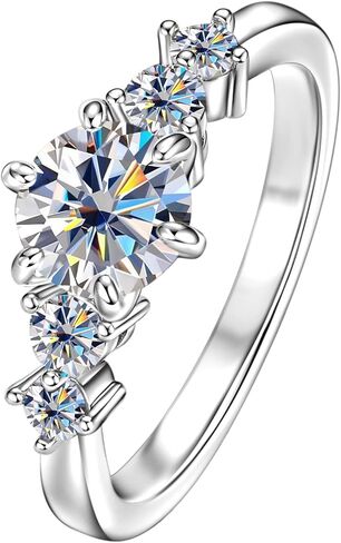 Engagement Promise Eternity Ring for Women, Simulated Diamond 1CT Moissanite Wedding Ring with Side Stones Genuine 5A Grade Cubic Zirconia Size 4 to 10 in Saudi Arabia