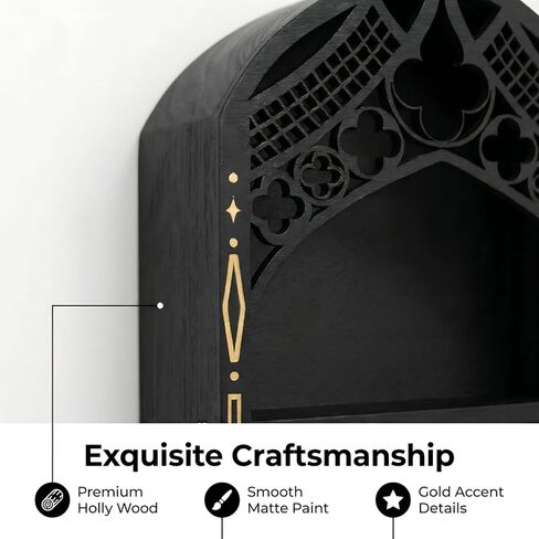 Gothic Window Crystal Display Shelf, 1.96" Deep Wooden Wall Mounted Gemstone Crystal Holder, Witchy Decor Trinket Organizer for Healing Stones -2026 Upgraded (Window-7.9" W x 15.7" H) in Kuwait
