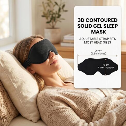 3D Cooling Gel Eye Mask for Migraines and Puffy Eyes, Cold/Heat Therapy for Dry Eyes and Sinus Pressure, 100% Blackout Sleep Mask for Side Sleepers, Adjustable Contoured Blindfold with Travel Pouch in Saudi Arabia