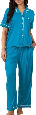 Vopmocld Women Button Down Pajama Sets Solid Color Sleepwear Bride Soft Pjs Cozy Short Long 2pcs Loungewear with Pockets in Saudi Arabia