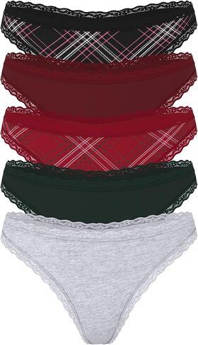 Victoria's Secret Women's Cotton Thong Underwear, Panties for Women, Pack of 5, Bridal, S in Kuwait